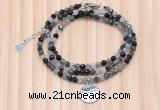 GMN7467 4mm faceted round black rutilated quartz beaded necklace with constellation charm