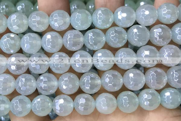 CAA5637 15 inches 10mm faceted round AB-color green agate beads