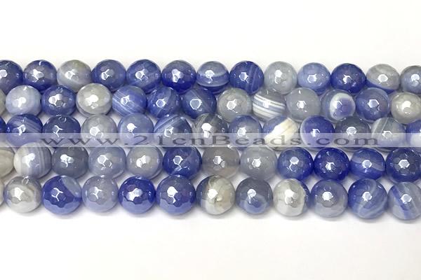 CAA5942 15 inches 10mm faceted round AB-color banded agate beads