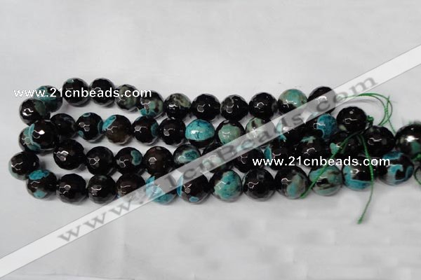 CAG2286 15.5 inches 16mm faceted round fire crackle agate beads