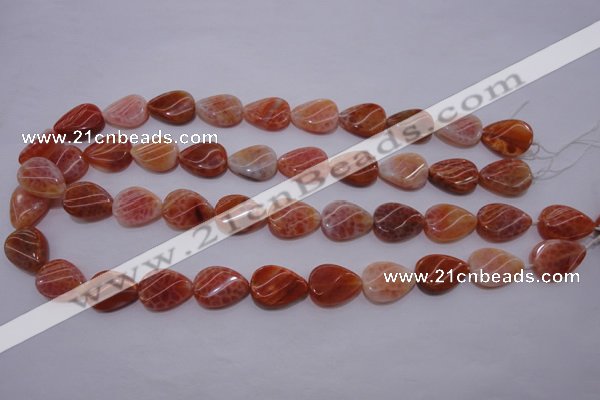 CAG4245 15.5 inches 13*18mm twisted flat teardrop natural fire agate beads