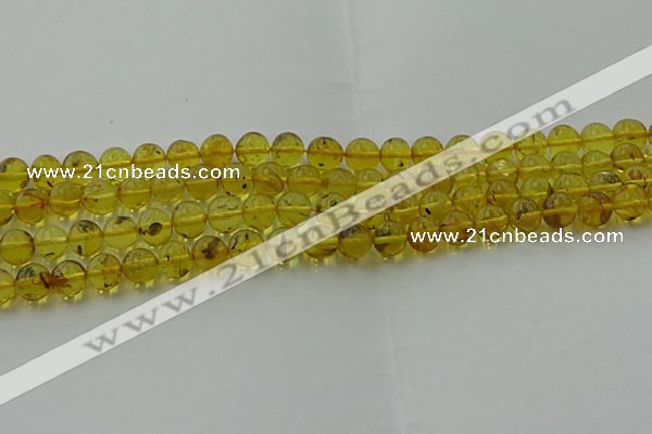 CAR522 15.5 inches 7mm - 8mm round natural amber beads wholesale