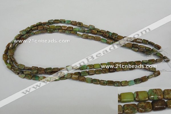 CAT5039 15.5 inches 6*8mm rectangle natural aqua terra jasper beads