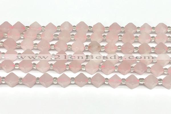 CCB1602 15 inches 10mm faceted rose quartz beads