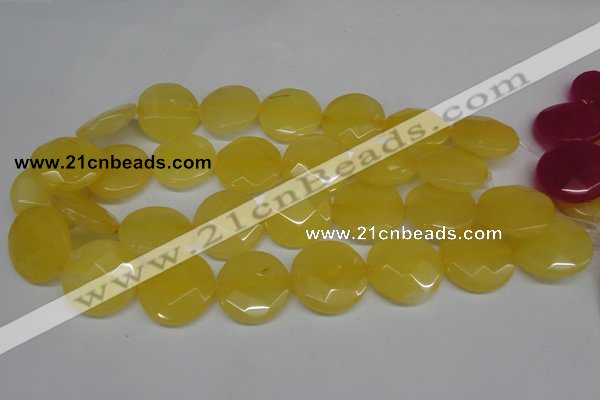 CCN260 15.5 inches 25mm faceted coin candy jade beads wholesale