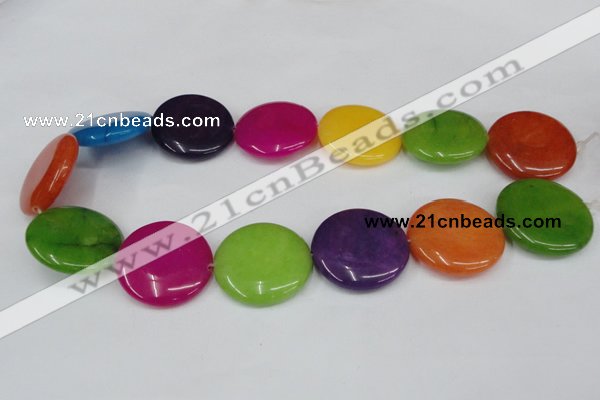 CCN510 15.5 inches 30mm flat round candy jade beads wholesale