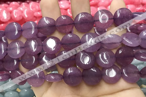 CCN5873 15 inches 15mm flat round candy jade beads Wholesale