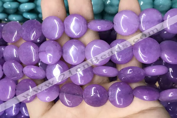 CCN5876 15 inches 15mm flat round candy jade beads Wholesale