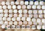 CCU1351 15 inches 6mm - 7mm faceted cube rose quartz beads