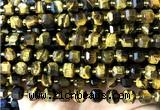 CCU1365 15 inches 6mm - 7mm faceted cube yellow tiger eye beads