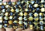 CCU1367 15 inches 6mm - 7mm faceted cube golden & blue tiger eye beads