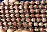 CCU1379 15 inches 6mm - 7mm faceted cube red sesame jasper beads