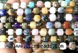 CCU1433 15 inches 6mm - 7mm faceted cube colorful gemstone beads