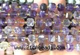 CCU1462 15 inches 8mm - 9mm faceted cube purple phantom quartz beads