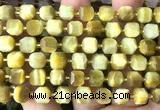CCU1465 15 inches 8mm - 9mm faceted cube golden tiger eye beads