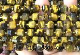 CCU1466 15 inches 8mm - 9mm faceted cube yellow tiger eye beads