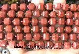 CCU1477 15 inches 8mm - 9mm faceted cube red jasper beads
