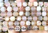 CCU1502 15 inches 8mm - 9mm faceted cube sakura agate beads