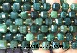 CCU1504 15 inches 8mm - 9mm faceted cube moss agate beads