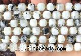 CCU1518 15 inches 8mm - 9mm faceted cube white moonstone beads