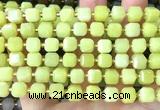 CCU1530 15 inches 8mm - 9mm faceted cube lemon jade beads