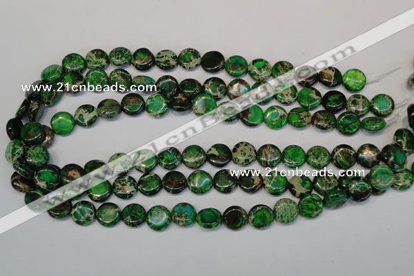 CDE170 15.5 inches 12mm flat round dyed sea sediment jasper beads