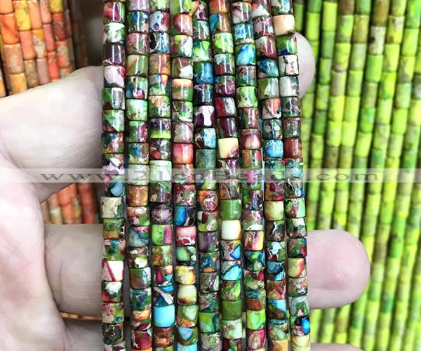 CDE3615 15 inches 4*4mm tube sea sediment jasper beads