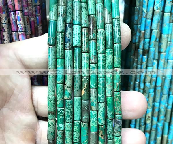 CDE3708 15 inches 4*13mm tube sea sediment jasper beads