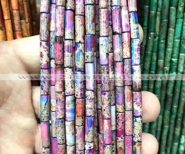 CDE3711 15 inches 4*13mm tube sea sediment jasper beads