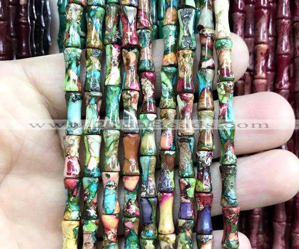 CDE3758 15 inches 5*12mm bamboo sea sediment jasper beads