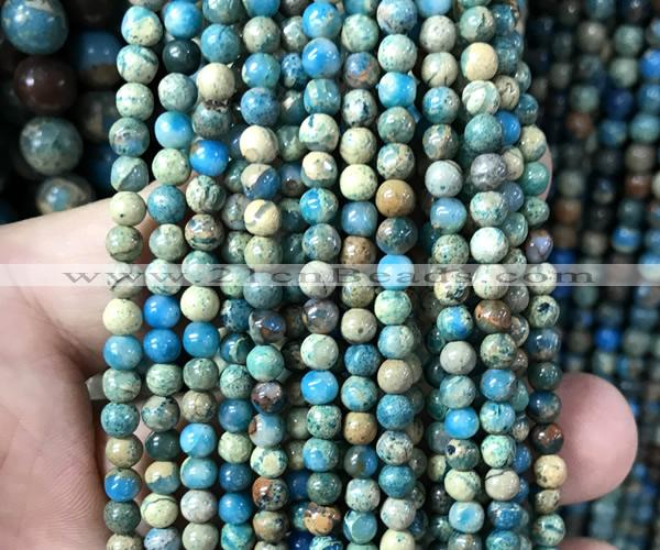 CDE3810 15 inches 4mm round blue sea sediment jasper beads