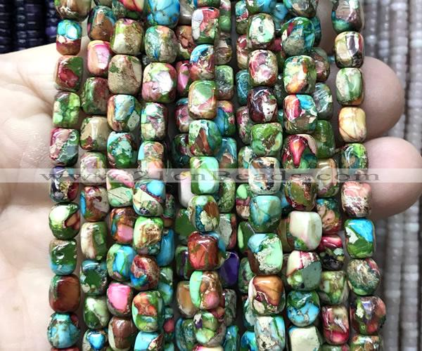 CDE3924 15 inches 5*7mm nuggets rainbow sea sediment jasper beads