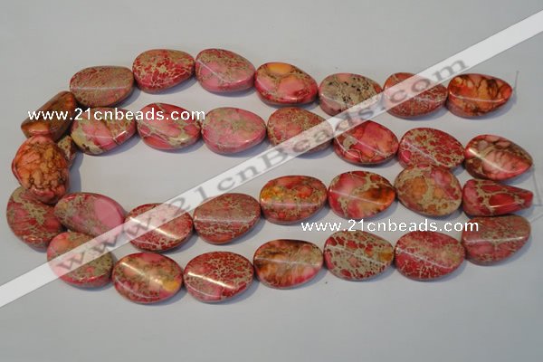 CDT575 15.5 inches 18*25mm twisted oval dyed aqua terra jasper beads