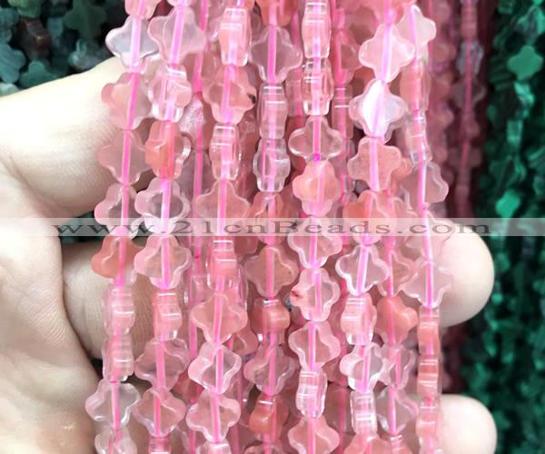 CFG1601 15 inches 8mm four leaf clover cherry quartz beads wholesale