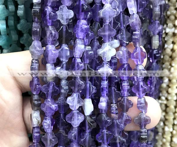 CFG1602 15 inches 8mm four leaf clover amethyst beads wholesale