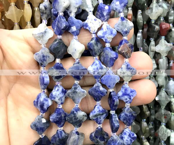 CFG1810 15 inches 12mm four leaf clover sodalite gemstone beads