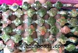 CFG1813 15 inches 12mm four leaf clover unakite gemstone beads