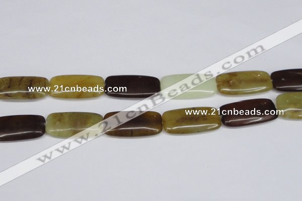 CFW156 15.5 inches 20*40mm rectangle flower jade gemstone beads