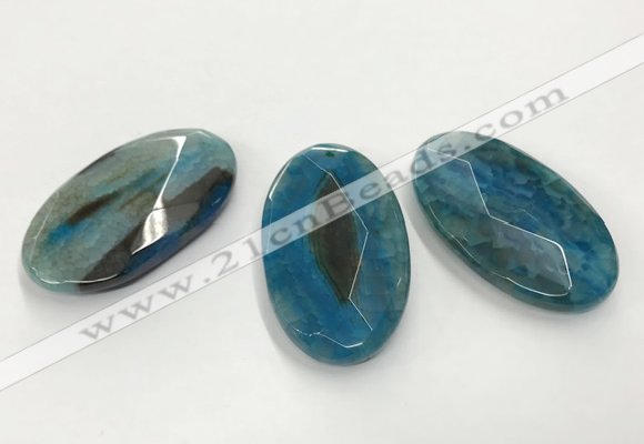 CGP3570 32*50mm faceted oval agate pendants wholesale