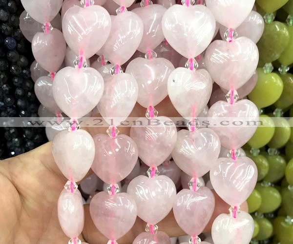 CHG201 15 inches 20mm heart rose quartz beads wholesale