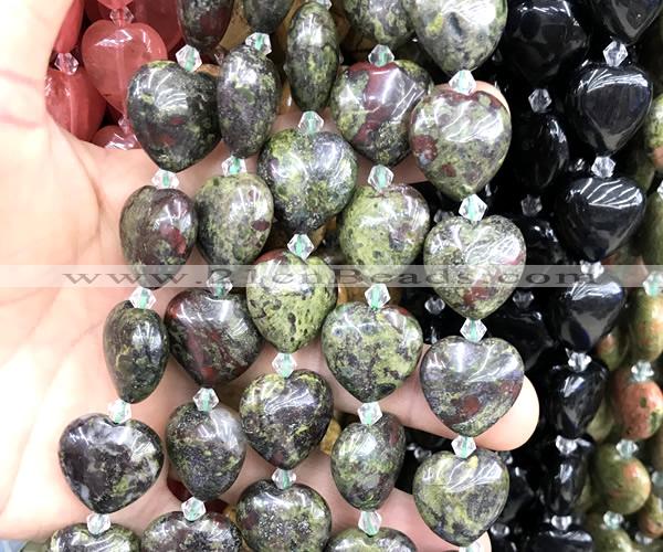 CHG214 15 inches 20mm heart dragon blood jasper beads wholesale