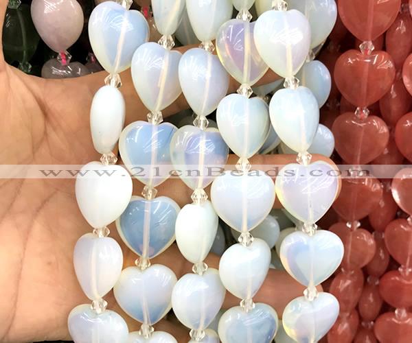 CHG218 15 inches 20mm heart opalite beads wholesale