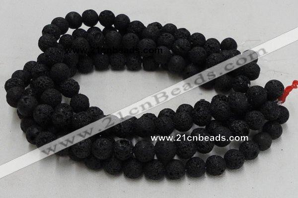 CLV216 15.5 inches 16mm round black natural lava beads wholesale