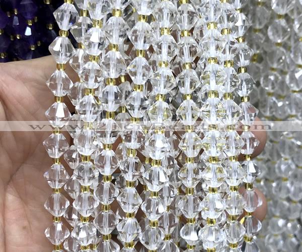 CME450 15 inches 8mm faceted bicone white crystal beads wholesale