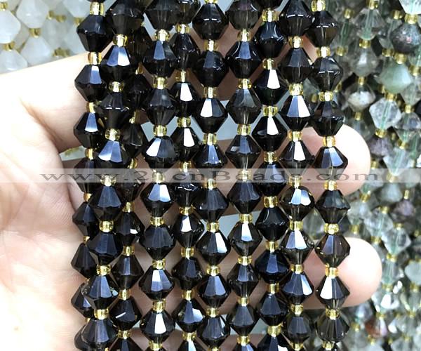 CME455 15 inches 8mm faceted bicone smoky quartz beads wholesale