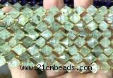 CME457 15 inches 8mm faceted bicone green rutilated quartz beads