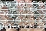 CME750 15 inches 12mm faceted hexagon white crystal beads