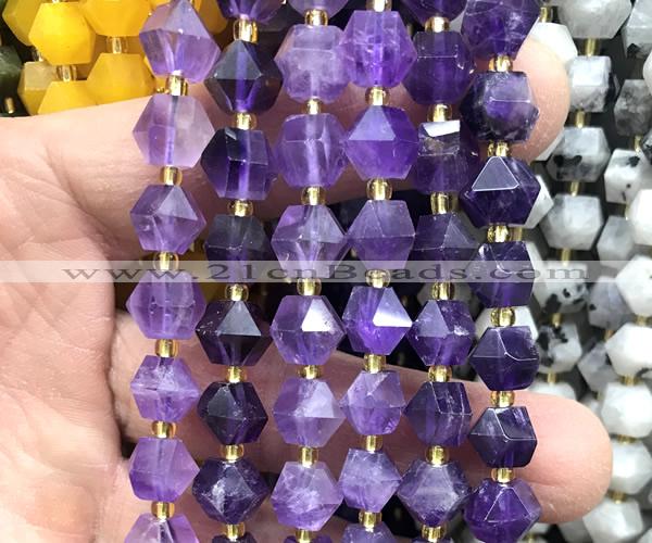 CME802 15 inches 8*10mm faceted bicone amethyst gemstone beads