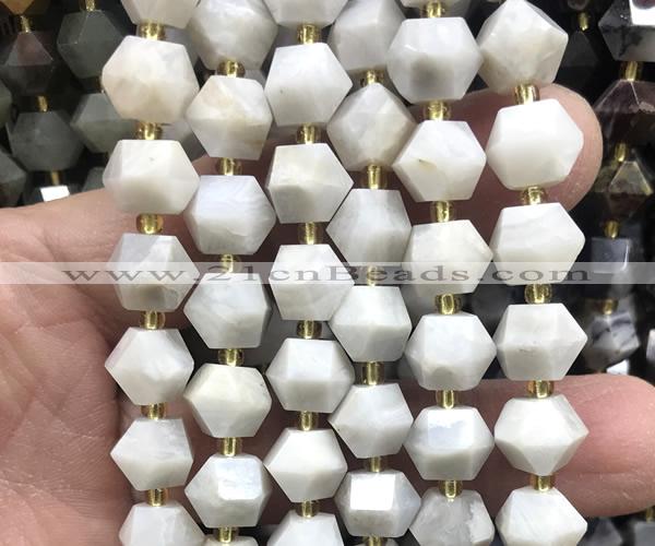 CME820 15 inches 8*10mm faceted bicone white crazy lace agate beads