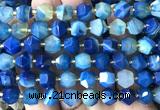 CME834 15 inches 8*10mm faceted bicone blue banded agate beads